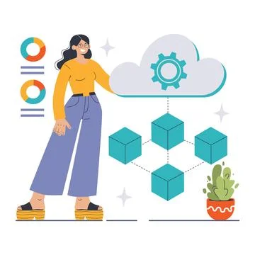 Cloud Containerization concept. Flat vector illustration Stockillustratie