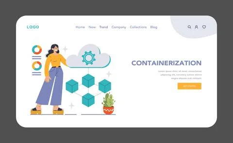 Cloud Containerization concept. Flat vector illustration Stock Illustration