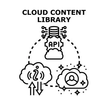 Cloud content library accessing information and user data イラスト素材