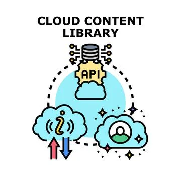 Cloud content library accessing information and user data 스톡 일러스트