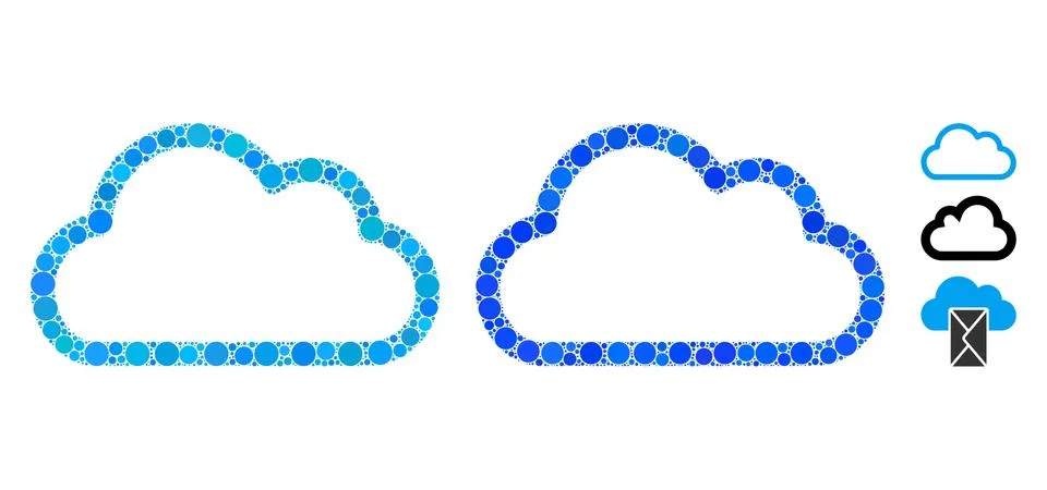 Cloud Contour Composition Icon of Round Dots Stock Illustration