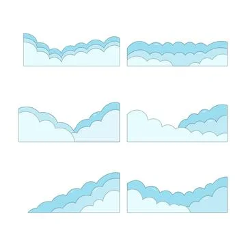 Cloud corner border icon collection. flat style elements. cartoon isolated .. Illustrazione stock
