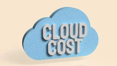 Cloud Cost Management Concept with 3D Typography and Minimal Design 3d render Stockillustratie