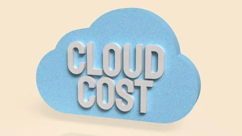 Cloud Cost Management Concept with 3D Typography and Minimal Design 3d render Illustrazione stock