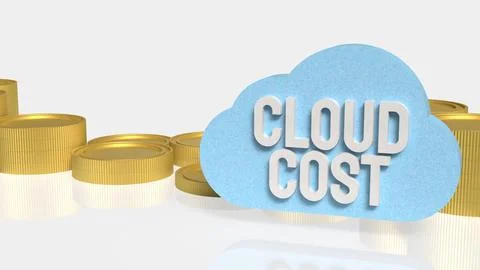 Cloud Cost Optimization Concept with Coins and Cloud Computing Icon 3d render Stock Illustration