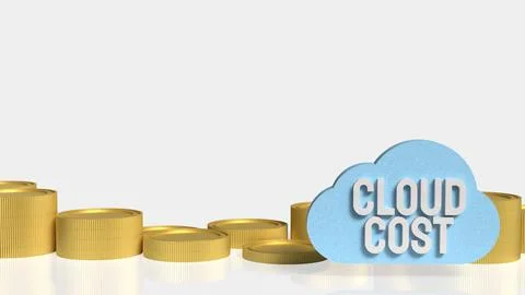 Cloud Cost Optimization Concept with Coins and Cloud Computing Icon 3d render Illustrazione stock