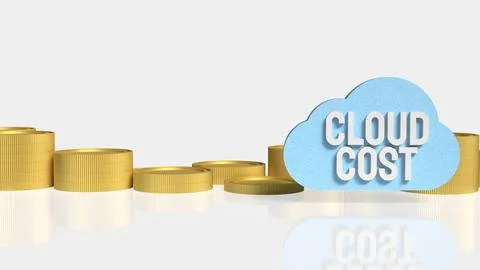 Cloud Cost Optimization Concept with Coins and Cloud Computing Icon 3d render Stock Illustration