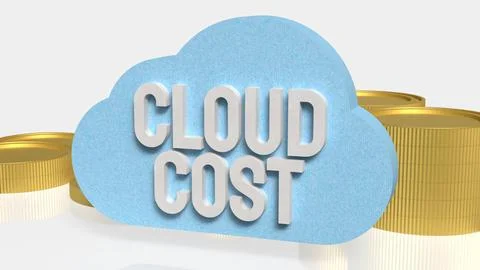 Cloud Cost Optimization Concept with Coins and Cloud Computing Icon 3d render 스톡 일러스트