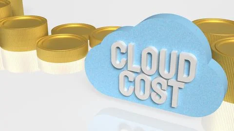 Cloud Cost Optimization Concept with Coins and Cloud Computing Icon 3d render 스톡 일러스트