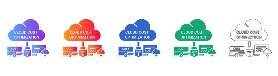 Cloud Cost Optimization Strategy Icon Set イラスト素材
