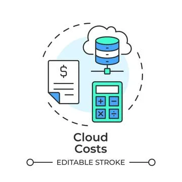 Cloud costs flat linear concept icon Stock Illustration