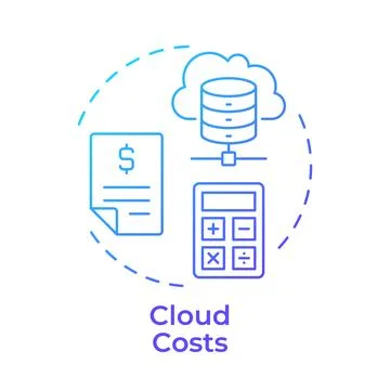 Cloud costs gradient outline concept icon Stock Illustration