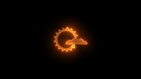 Cloud cover icon glowing neon brown color animation on black background Stock Footage 271053073