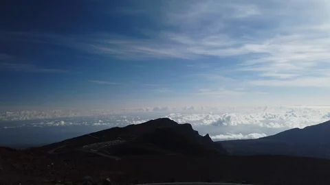 Cloud cover at summit of Haleakala Volcano Crater National Park,Maui,Hawaii,USA Stock Footage 119590923