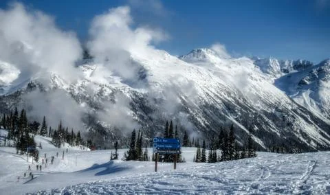 Cloud Covered Blackcomb Mountain Stock Photos