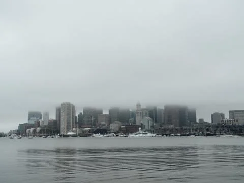 Cloud Covered Boston Skyline Stock Photos