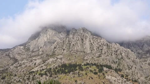 Cloud Covered Mountain in Kotor Montenegro. Epic Wide Nature 4K Beautiful T.. Stock Footage 336514142
