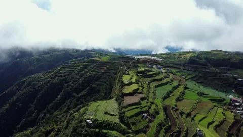 Cloud Covered Terraced Mountains of Atok Benguet Captured by Drone Vídeos de archivo 341518235