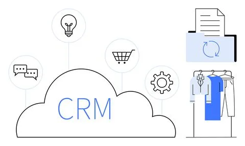 Cloud CRM Solutions Integrating Communication, E-commerce, and Automation Too Stockillustratie