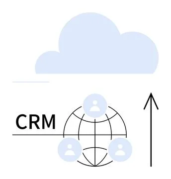 Cloud CRM System Growth Concept with Global Connectivity and User Integration Illustrazione stock