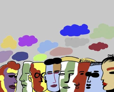 Cloud Crowd 2003  Diana Ong (b.1940 Chinese-American) Computer graphics Stock Illustration
