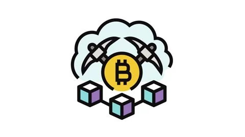 Cloud cryptocurrency mining color icon animation Stock Footage 326109569