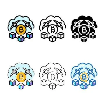 Cloud cryptocurrency mining color icon clean vector Stock Illustration