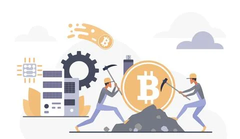 Cloud Cryptocurrency Mining Concept with Bitcoin Symbol Illustrazione stock
