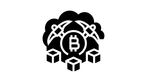 Cloud cryptocurrency mining glyph icon animation Stock Footage 326146755