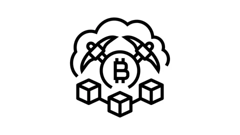 Cloud cryptocurrency mining line icon animation Stock Footage 326126899