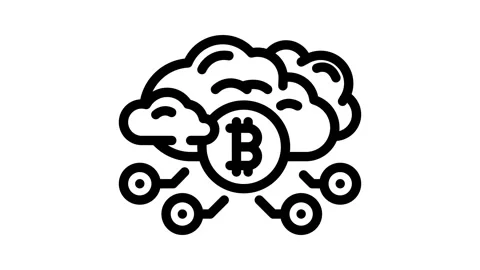 Cloud cryptocurrency mining line icon animation Stock Footage 326753222
