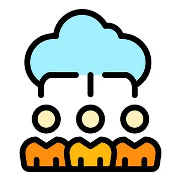 Cloud customer database icon color outline vector Stock Illustration