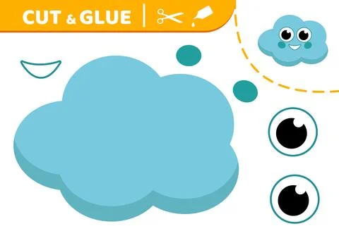 Cloud. Cut and glue. Cute cloud. Applique. Paper game. Vector Illustrazione stock