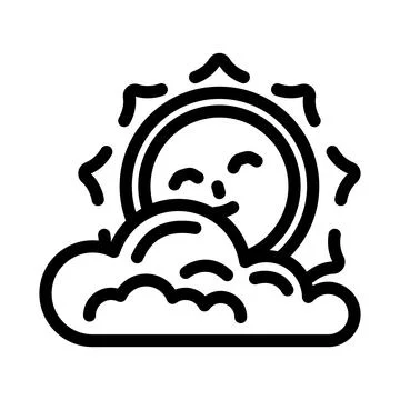 Cloud cute sun character line icon vector illustration Illustration