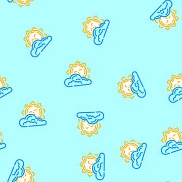 Cloud cute sun character vector seamless pattern 스톡 일러스트