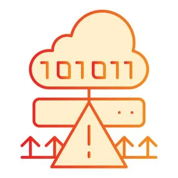 Cloud cyber attack flat icon. Ddos server hack orange icons in trendy flat style Stock Illustration