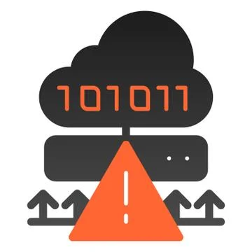 Cloud cyber attack flat icon. Ddos server hack color icons in trendy flat style Stock Illustration