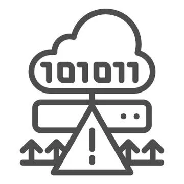 Cloud cyber attack line icon. Ddos server hack vector illustration isolated on Stock Illustration