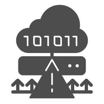 Cloud cyber attack solid icon. Ddos server hack vector illustration isolated on Stock Illustration