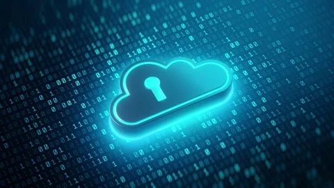 Cloud cybersecurity concept with digital data lock Stock Footage 308325463