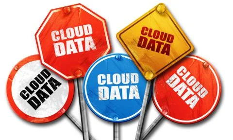 Cloud data, 3D rendering, rough street sign collection Stockillustratie
