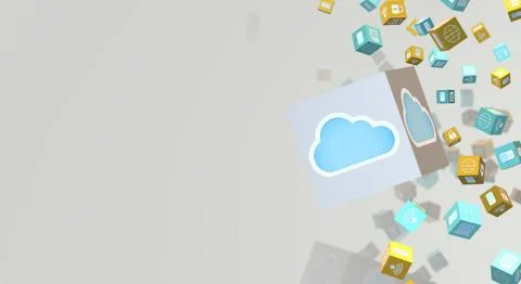 Cloud data 3d rendering for technology content. Illustrazione stock