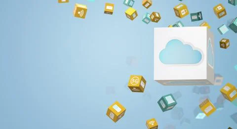 Cloud data 3d rendering for technology content. Stock Illustration