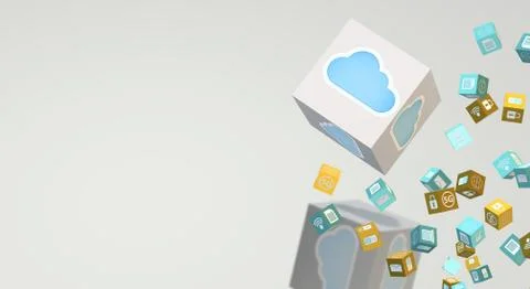 Cloud data 3d rendering for technology content. Illustrazione stock