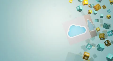 Cloud data 3d rendering for technology content. イラスト素材