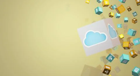 Cloud data 3d rendering for technology content. Stock Photos