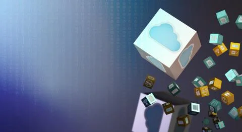 Cloud data 3d rendering for technology content. Stock Photos