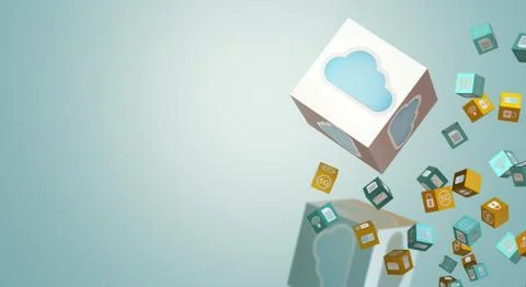 Cloud data 3d rendering for technology content. Stock Photos