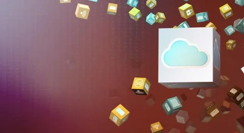 Cloud data 3d rendering for technology content. Stock Photos