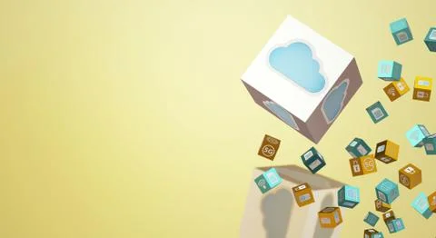 Cloud data 3d rendering for technology content. Stock Photos